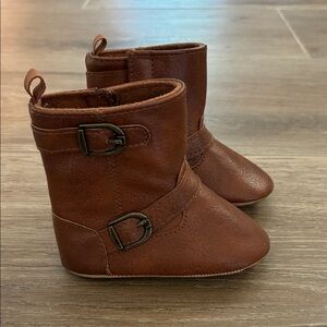 Old Navy Cognac Buckle Boots 3-6M